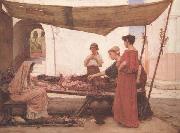 John William Waterhouse A Flower Stall (mk41) oil painting on canvas